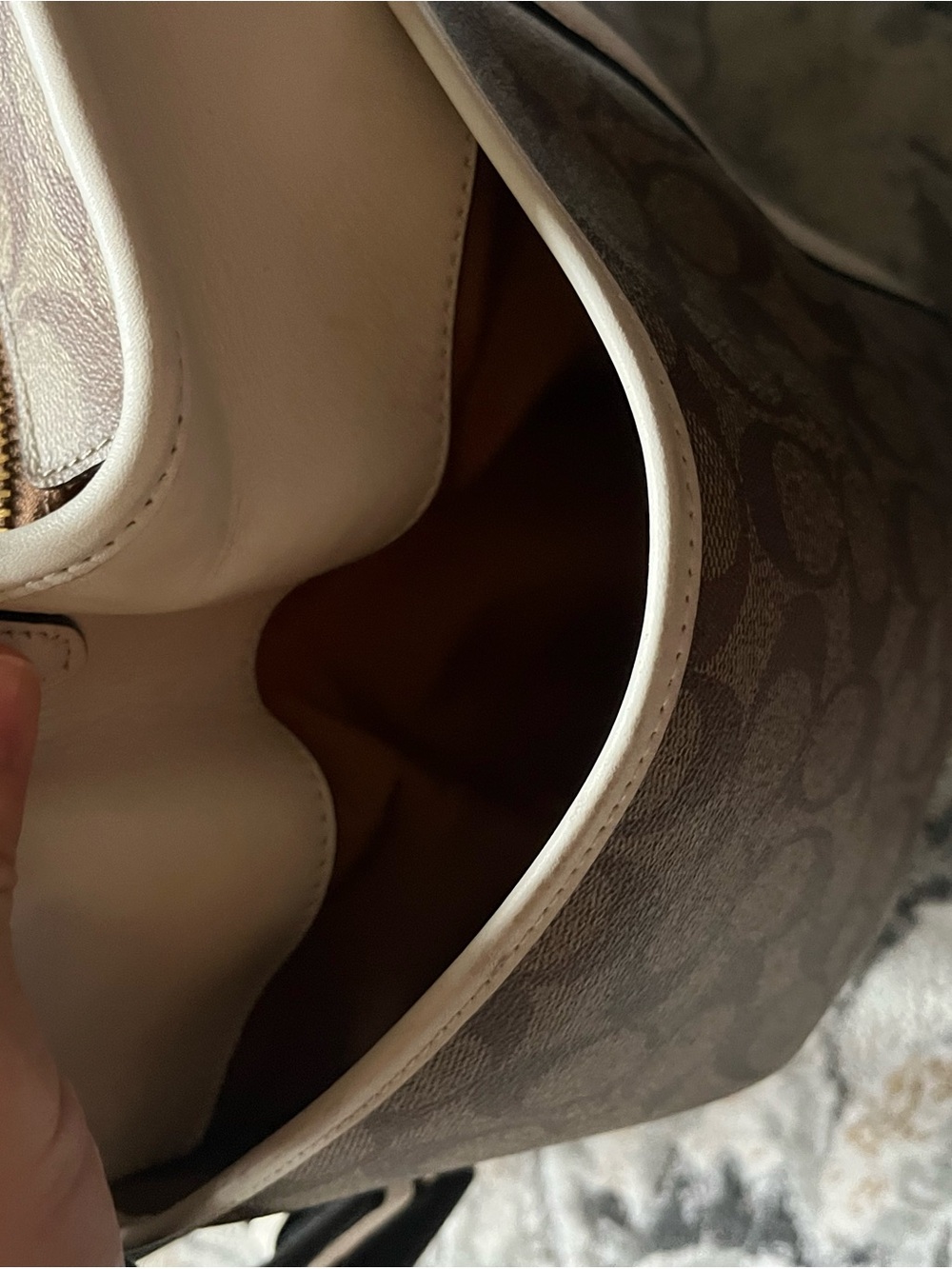 Coach Signature Canvas Tote in Brown with Cream Trim - Picture 12 of 16